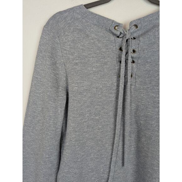 Madewell Sweater Lace Up Back Pullover Fall Winter Ballet Boho Gray Blue Size M - Picture 7 of 11
